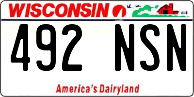 WI license plate 492NSN