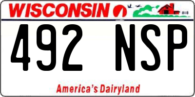 WI license plate 492NSP