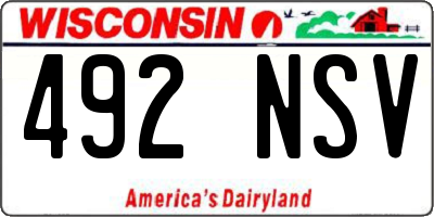 WI license plate 492NSV