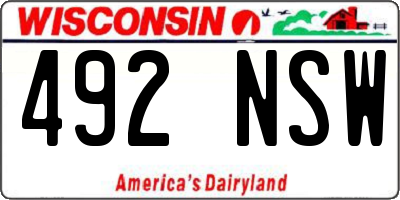 WI license plate 492NSW