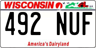WI license plate 492NUF