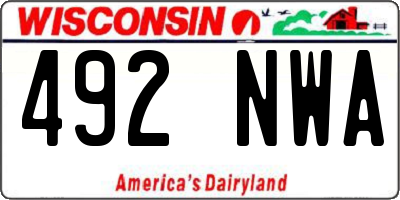WI license plate 492NWA