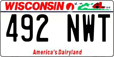 WI license plate 492NWT