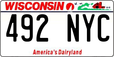 WI license plate 492NYC