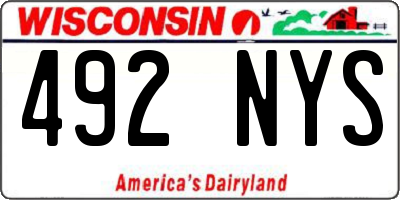 WI license plate 492NYS