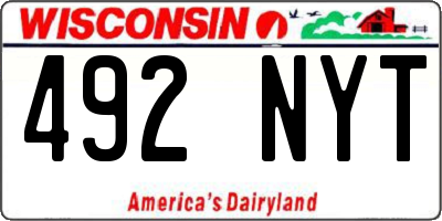 WI license plate 492NYT
