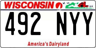 WI license plate 492NYY