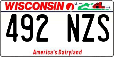 WI license plate 492NZS