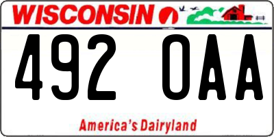 WI license plate 492OAA