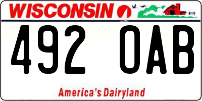 WI license plate 492OAB