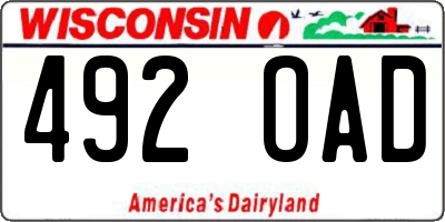 WI license plate 492OAD