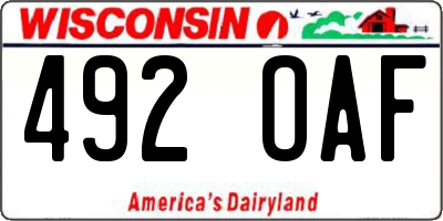 WI license plate 492OAF
