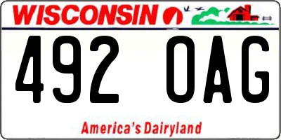 WI license plate 492OAG