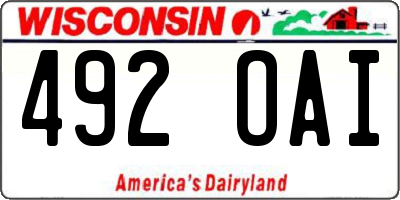 WI license plate 492OAI