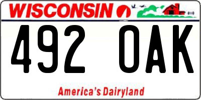 WI license plate 492OAK