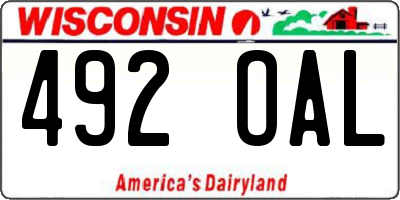 WI license plate 492OAL