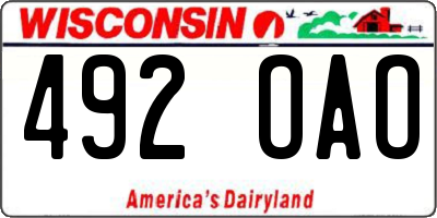 WI license plate 492OAO