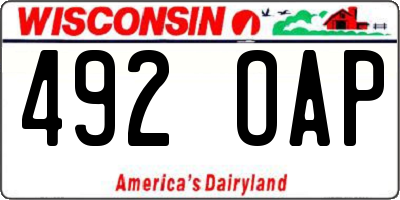 WI license plate 492OAP