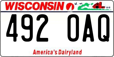 WI license plate 492OAQ