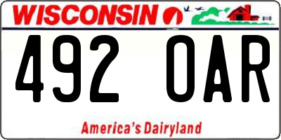 WI license plate 492OAR