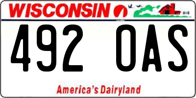 WI license plate 492OAS