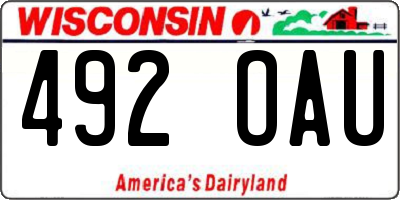 WI license plate 492OAU