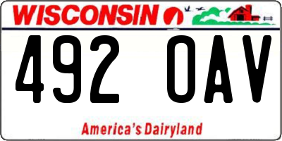 WI license plate 492OAV