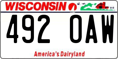 WI license plate 492OAW