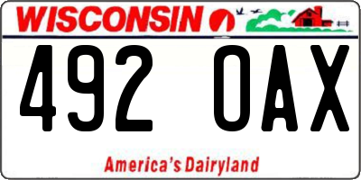 WI license plate 492OAX