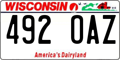 WI license plate 492OAZ
