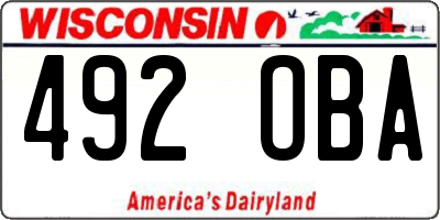 WI license plate 492OBA