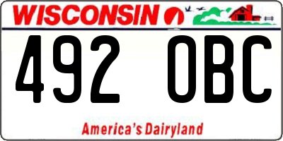 WI license plate 492OBC