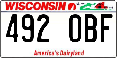 WI license plate 492OBF