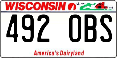 WI license plate 492OBS