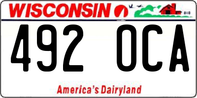 WI license plate 492OCA
