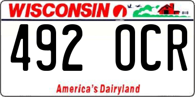WI license plate 492OCR