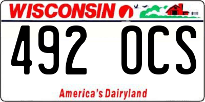 WI license plate 492OCS