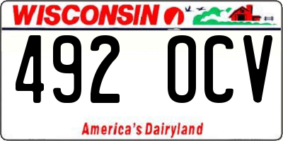 WI license plate 492OCV