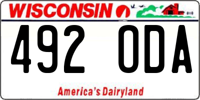 WI license plate 492ODA