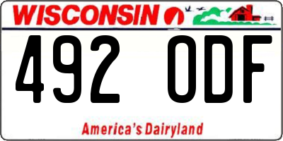 WI license plate 492ODF