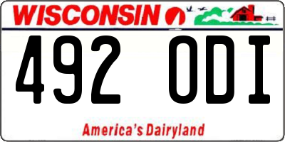 WI license plate 492ODI