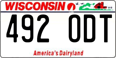 WI license plate 492ODT