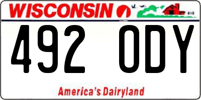 WI license plate 492ODY