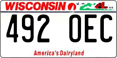 WI license plate 492OEC