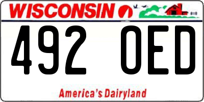 WI license plate 492OED