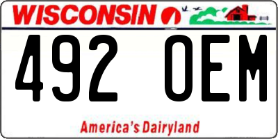 WI license plate 492OEM