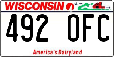 WI license plate 492OFC