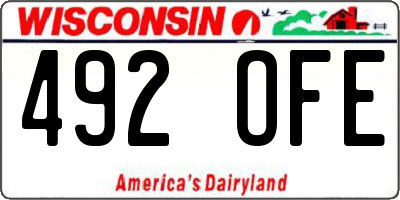 WI license plate 492OFE
