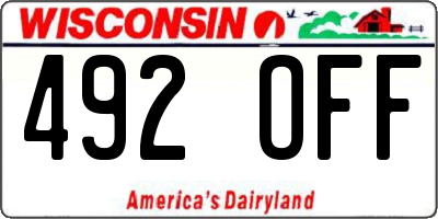 WI license plate 492OFF