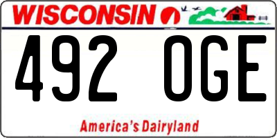 WI license plate 492OGE
